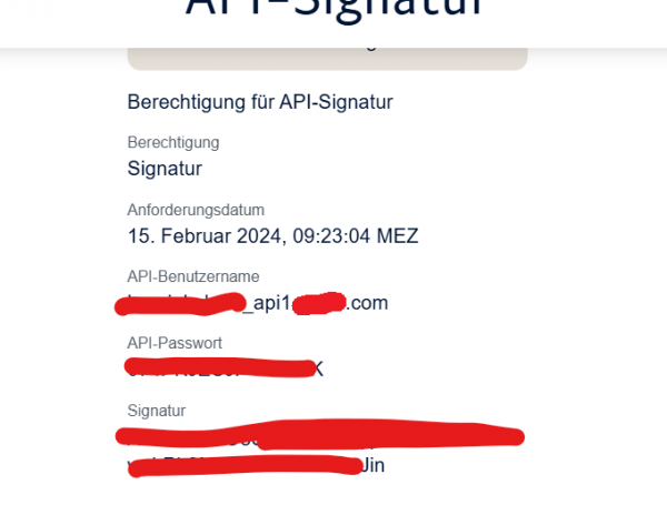 Paypal API Zugangsdaten